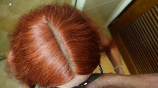 Washed off excited hotty`s makeup in the crapper