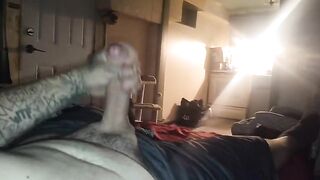 Dad's palpitating jock and cum shots