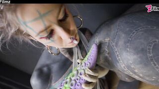 T-GIRL ANAL stretching by TATTOOED female-dominator - BOOTY fisting FEMDOM pair (punk, rock, alternative porn) ZF163