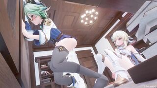 Genshin Impact - Shemale hentai Lumine x Sucrose (Pinksama)