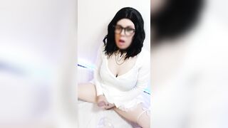 Trans beauty sucks a sex-toy and masturbates - Snowycd