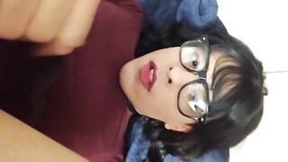 Lalin girl Transsexual Self Facial and Cum Eating Cumslut
