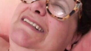 Old obese woman has solo sex in her daybed with a sex toy