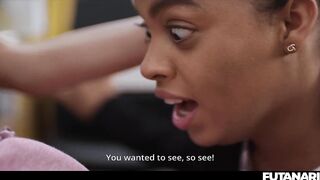 Interracial Latin chick Transgender Surprise - Veronica Leal Grows Shemale hentai Shlong and Creampies Black Sofi Vega