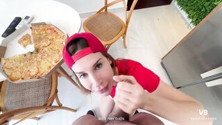 Horny pizza delivery angel gets screwed hard so that babe doesn't lose her job