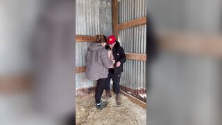 Hawt Lesbo Farmers Kiss And Touch Every Other In The Barn