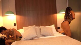 Slender tattooed stepson ends up screwing his stepmother when they share a daybed