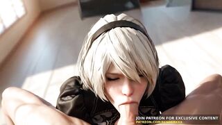 Nier Automata 2B - Oral-sex Ramrod Ride