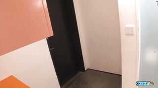 A female office worker seeks a quick solution and performs oral on her coworker after hours