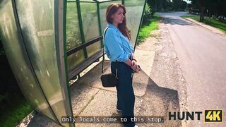 HUNT4K. Redhead chick was indeed shy to bang whilst girlfriend was watching