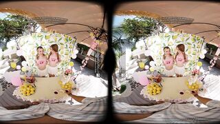 VR Bangers: Hawt Women In Pink Pants Bang U After A Glass Of Limonade In A FFM 3some - VR Porn