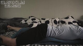 Morning routine. Dad strips and greedily humping pillow groans loudly imagining your constricted twat