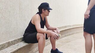 Lesbo beauty lost a football wager, didn't pay and had to give it to her mechanic ally