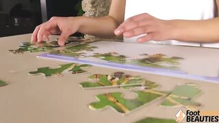 Hot Alessia takes ballet flats off to show her obscene feet