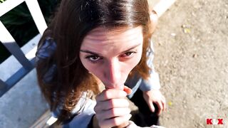 Public Oral job Interrupted… Ended in the Car with a Large Cum Drink - KLX