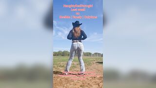 Cowgirl Bangs Roping Steer Horn in anus, Undresses down in nature's garb on, uses Massive Recent Toy to stretch butt!